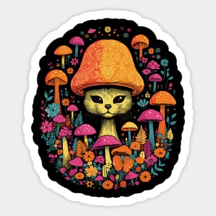 Cat Mushroom Hippie Sticker